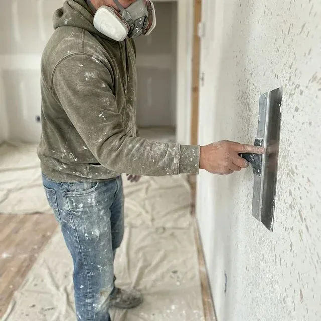 Drywall Texture Application process close-up